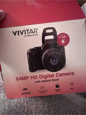 Vivitar 64MP HD Digital Camera in Black with Optical Zoom